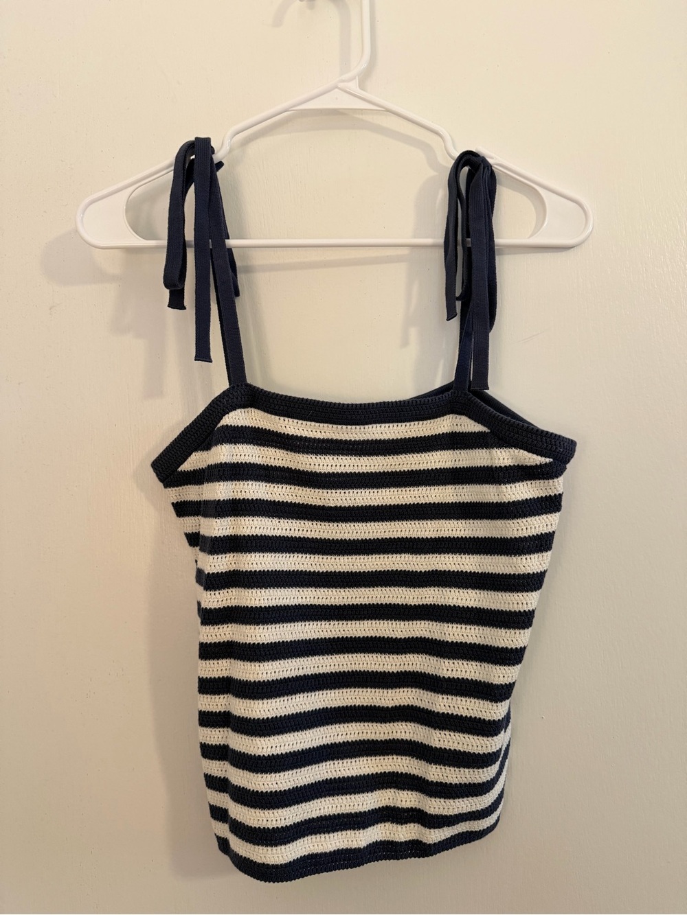 Universal Thread Navy & White Striped Knit Tie-Shoulder One-Piece